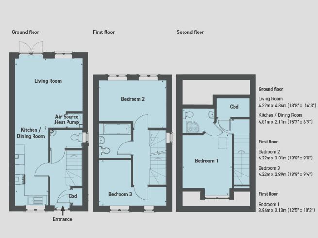 Floor plan, 3 bedroom house - artist's impression subject to change.